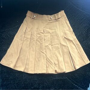 Tan High Wasted Pleated Skirt